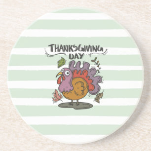 Thanksgiving Day Turkey Art – Classic Autumn Coaster