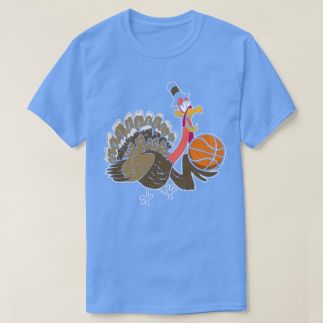 Thanksgiving Day Turkey Basketball Player Sports T-Shirt (Design Front)