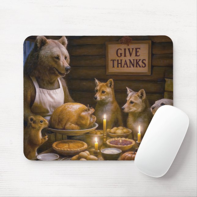 Thanksgiving Day Turkey Dinner With Wildlife Mouse Pad (With Mouse)