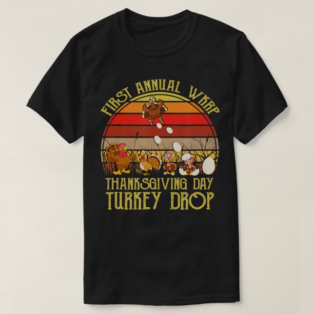 Thanksgiving Day Turkey Drop First Annual WKRP  T-Shirt (Design Front)