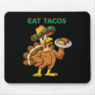 Thanksgiving Day Turkey Eat Tacos Mexican Sombrero Mouse Pad