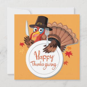 Thanksgiving day turkey holiday card