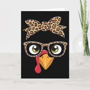 Thanksgiving Day Turkey Leopard Gles For Women Lad Card