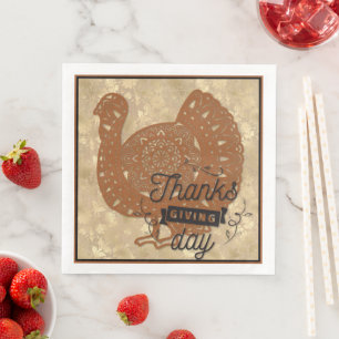 Thanksgiving Day Turkey Mandala Napkin