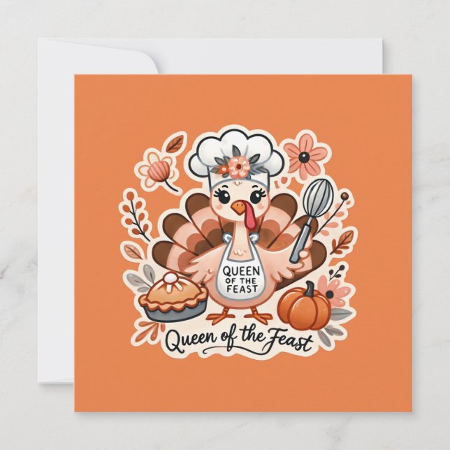 Thanksgiving Day Turkey - Queen of the Feast Invitation (Front)