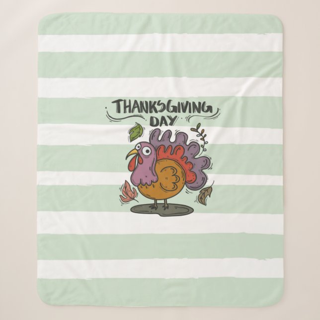 Thanksgiving Day- Turkey Sherpa Blanket (Front)