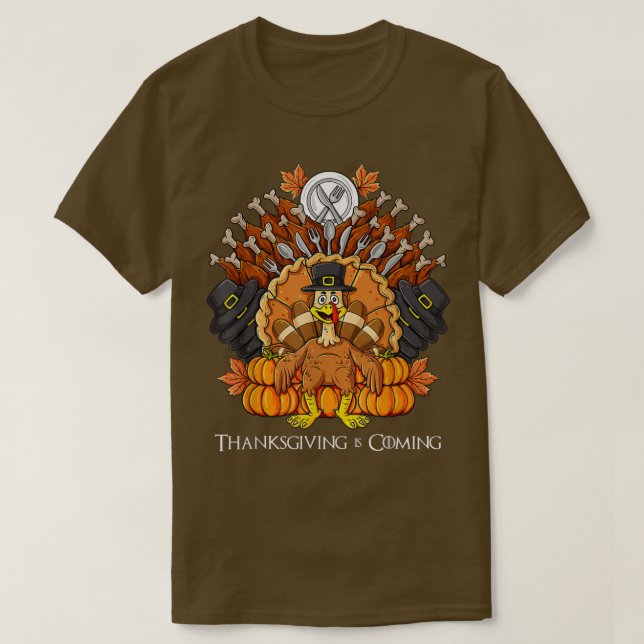 Thanksgiving Day Turkey Throne Funny Boys Girls Ki T-Shirt (Design Front)
