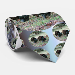 Thanksgiving Day Wild Turkeys in an Open Field Tie