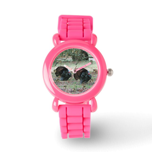 Thanksgiving Day Wild Turkeys in an Open Field Watch (Front)