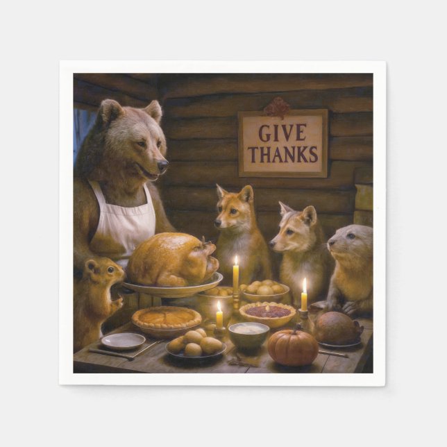 Thanksgiving Day Wildlife Turkey Dinner Napkin (Front)