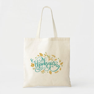 Thanksgiving Decorative Calligraphy Autumn Leaves Tote Bag