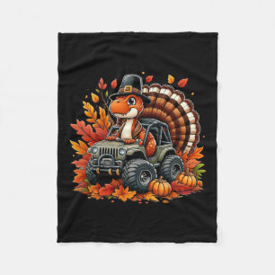 Thanksgiving Design Boys Kids Dinosaur T Rex Fall  Fleece Blanket