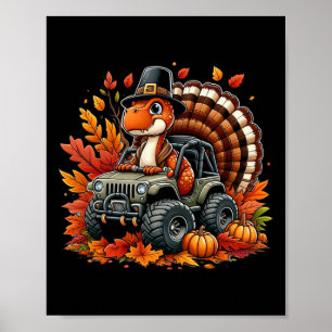 Thanksgiving Design Boys Kids Dinosaur T Rex Fall Poster