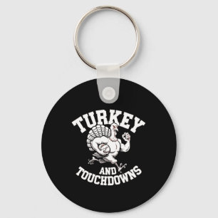 Thanksgiving Design For Men Turkey And Touchdowns Key Ring