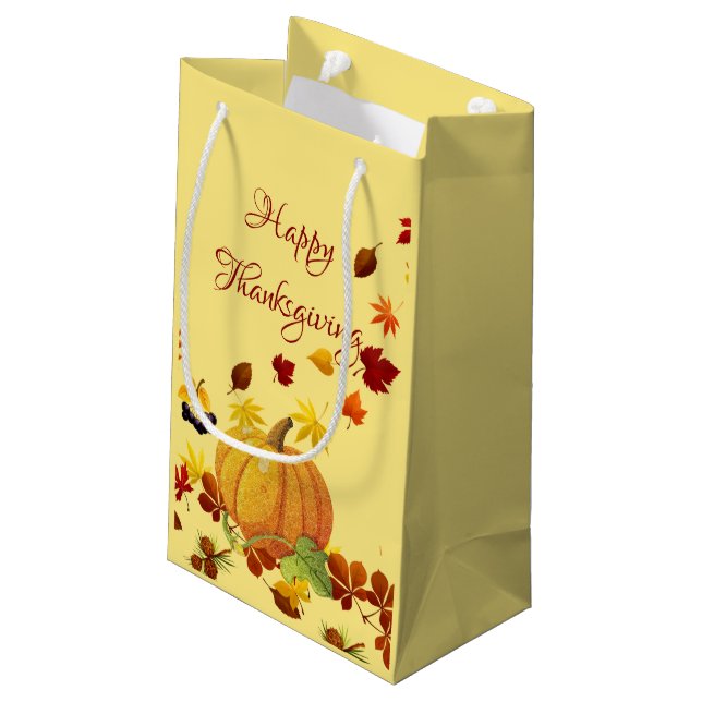 Thanksgiving Design Small Gift Bag (Back Angled)