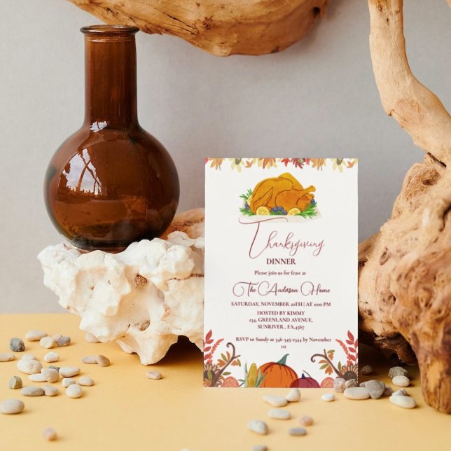 Thanksgiving Dineer fall Pumpkin Turkey party Invitation (Creator Uploaded)