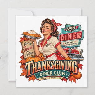 Thanksgiving Diner Club Vintage 1950s Invitation