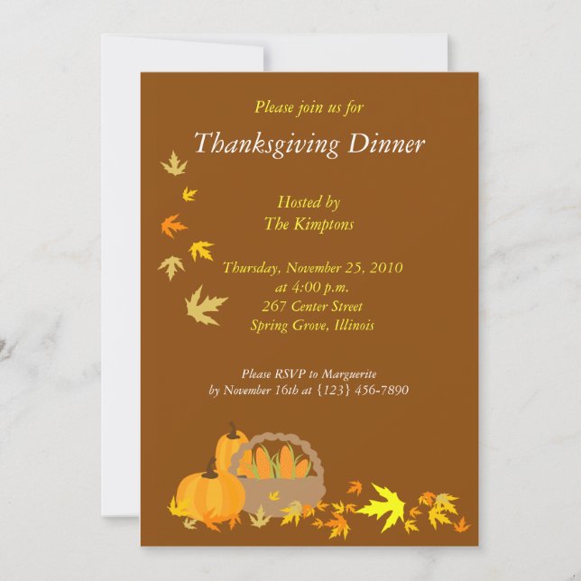 Thanksgiving Dinner 5x7 Harvest invitation (Front)
