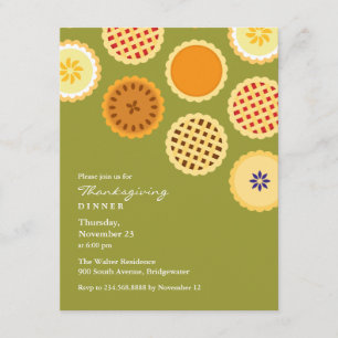 Thanksgiving Dinner and Pies Flat Invitation