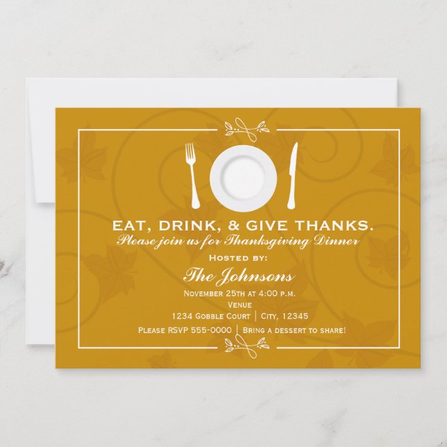 Thanksgiving Dinner Autumn Fall Invitation (Front)