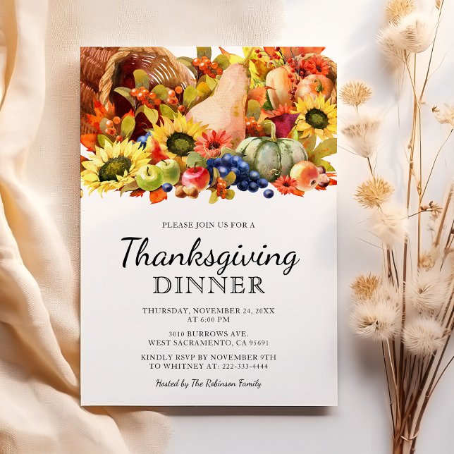 Thanksgiving Dinner Autumn Party Invitation (Creator Uploaded)
