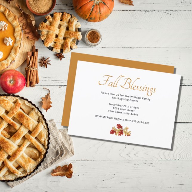  Thanksgiving Dinner Autumn Rustic Leaves  Invitation (Creator Uploaded)