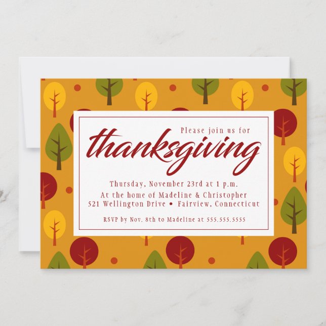 Thanksgiving Dinner | Autumn Trees Invitation (Front)