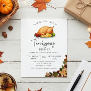 Thanksgiving Dinner budget Turkey Invitation 