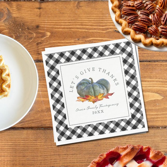 Thanksgiving Dinner Buffalo Plaid Gourd Pumpkin Napkin (Creator Uploaded)