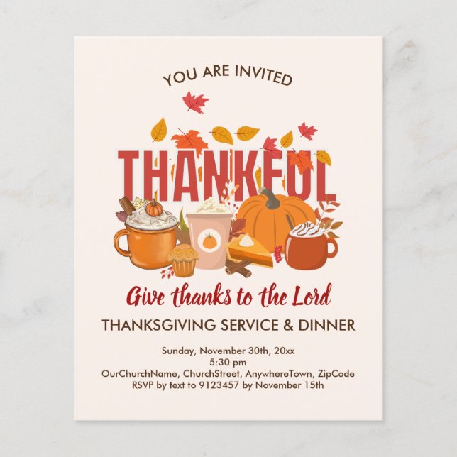 THANKSGIVING DINNER Church Service Invitation Flyer (Front)