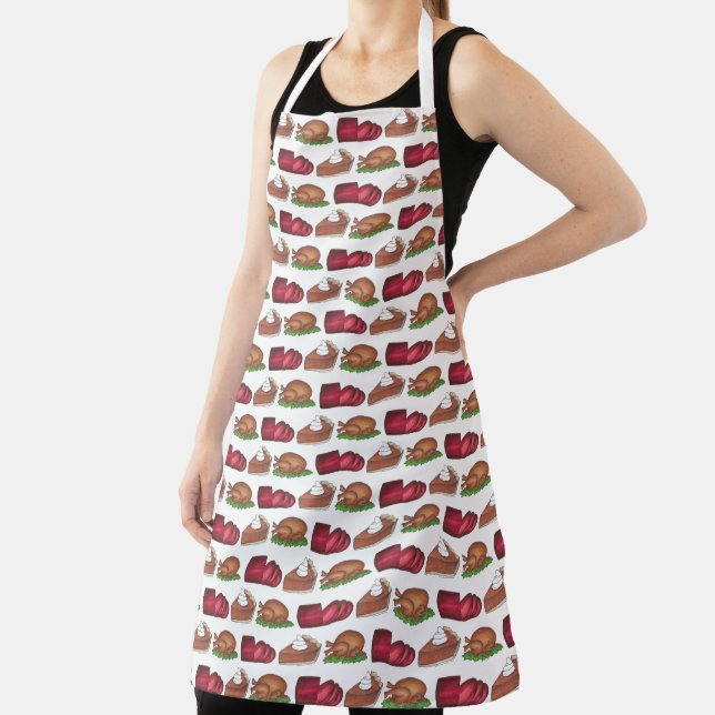 Thanksgiving Dinner Cranberry Turkey Pumpkin Pie Apron (Insitu)