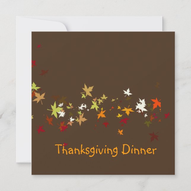 Thanksgiving Dinner, DIY background/maple leaves Invitation (Front)