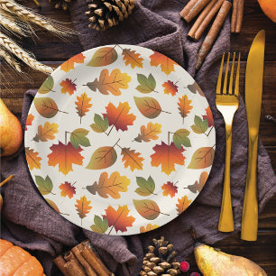 Thanksgiving Dinner Fall / Autumn Colourful Leaves Paper Plate
