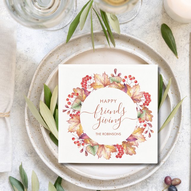 Thanksgiving Dinner Fall Colours Friendsgiving Napkin (Creator Uploaded)