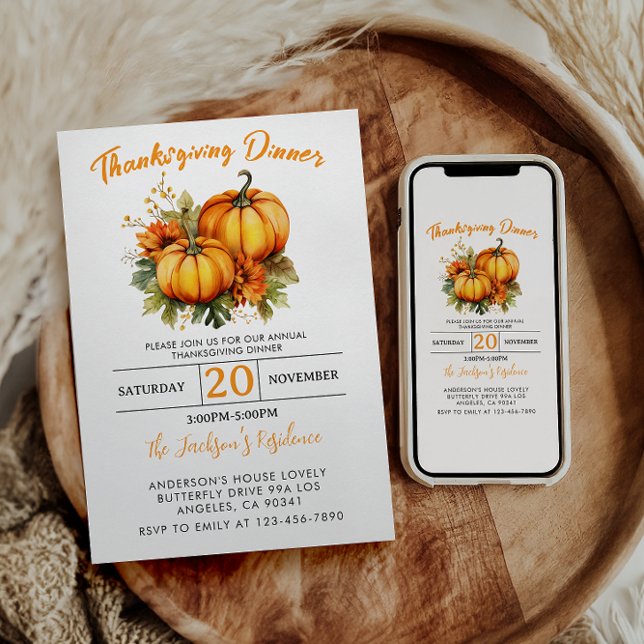 Thanksgiving Dinner |Fall Holiday Family Gathering Invitation (Creator Uploaded)