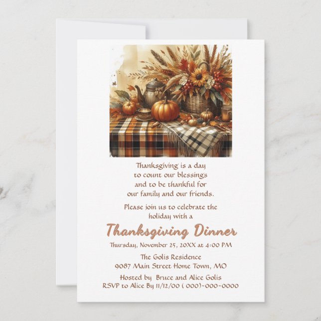 Thanksgiving Dinner Family Friends  Invitation (Front)