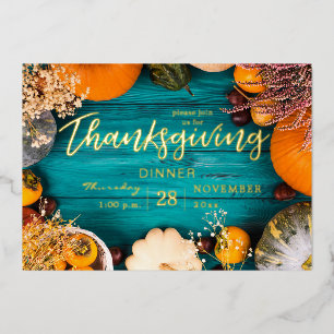 Thanksgiving Dinner Feast Blue Pumpkin