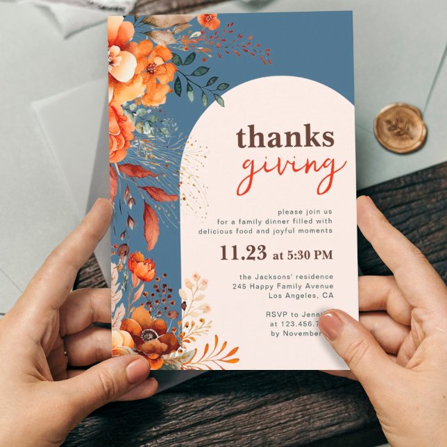 Thanksgiving dinner floral  invitation (Creator Uploaded)