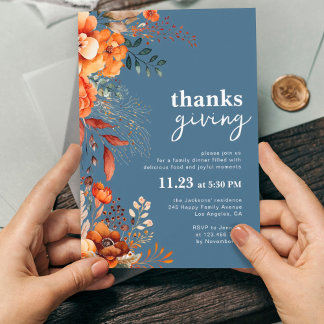 Thanksgiving dinner floral invitation