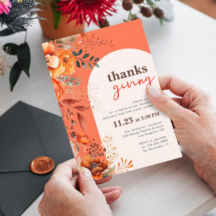 Thanksgiving dinner floral invitation