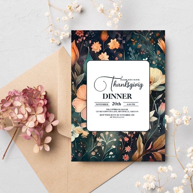 Thanksgiving Dinner Floral Invitation (Creator Uploaded)