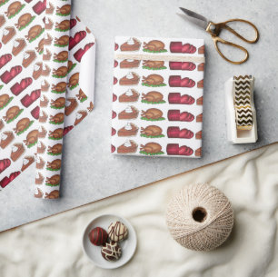 Thanksgiving Dinner Food Turkey Day Cranberry Pie  Wrapping Paper