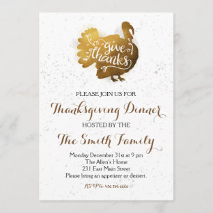 Thanksgiving Dinner Give Thanks Invitation