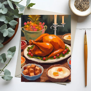 Thanksgiving Dinner  Holiday Postcard