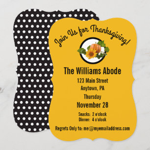 Thanksgiving Dinner in Pumpkin Pie Orange Custom Invitation