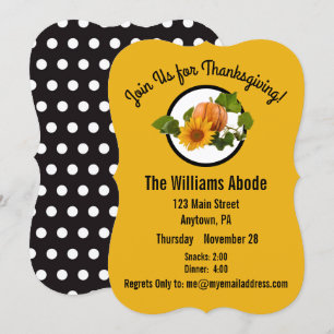 Thanksgiving Dinner in Pumpkin Pie Orange Custom Invitation