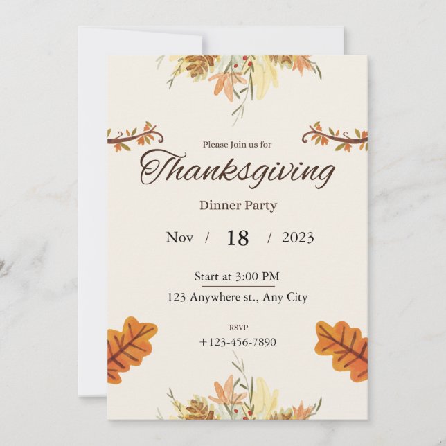 Thanksgiving Dinner Invitation (Front)