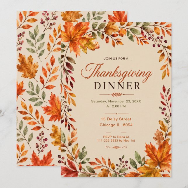 Thanksgiving Dinner Invitation (Front/Back)