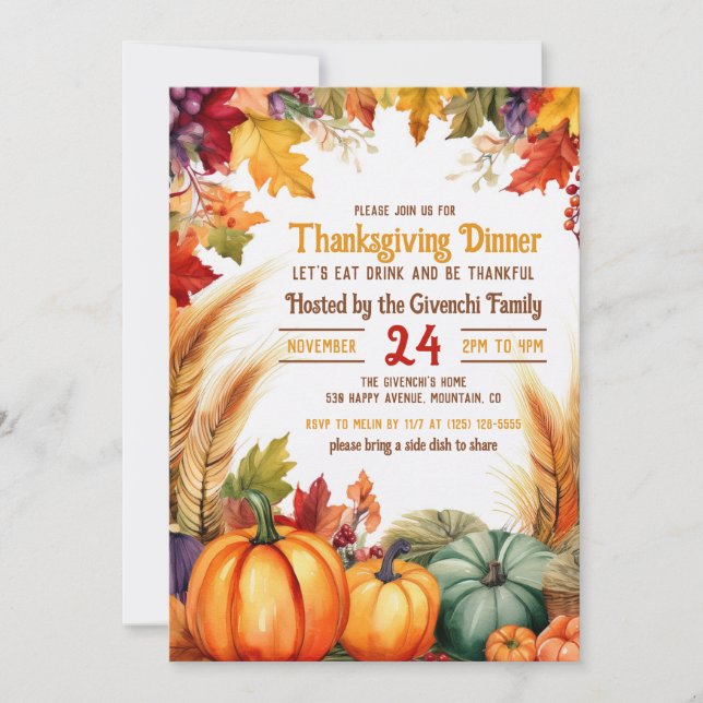 Thanksgiving Dinner Invitation (Front)
