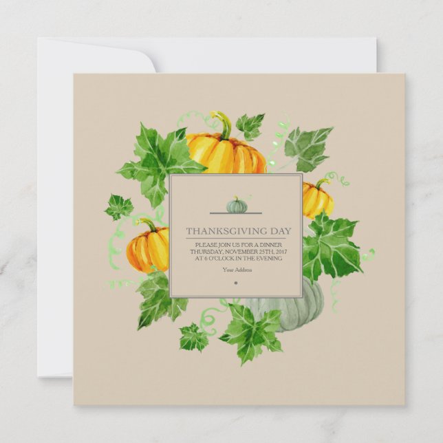 Thanksgiving Dinner Invitation Card (Front)